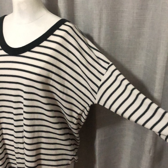 Lou & Grey Striped Thermal LongSleeve-Sz L-Relaxed Boxy Fit-Spruce Green-Cotton - Picture 5 of 14